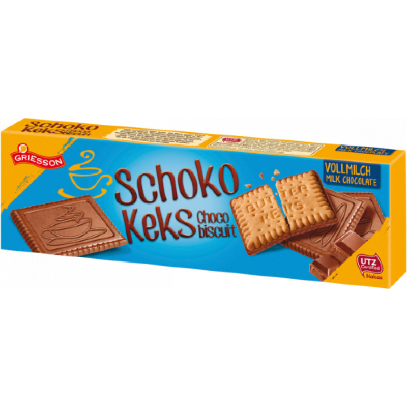 Печенье Griesson Schoko Keks Vollmilch сдобное с молочным шоколадом 125г