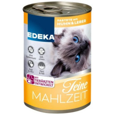 Edeka Feine Mahlzeit konservi kaķiem ar vistu un aknām 400g