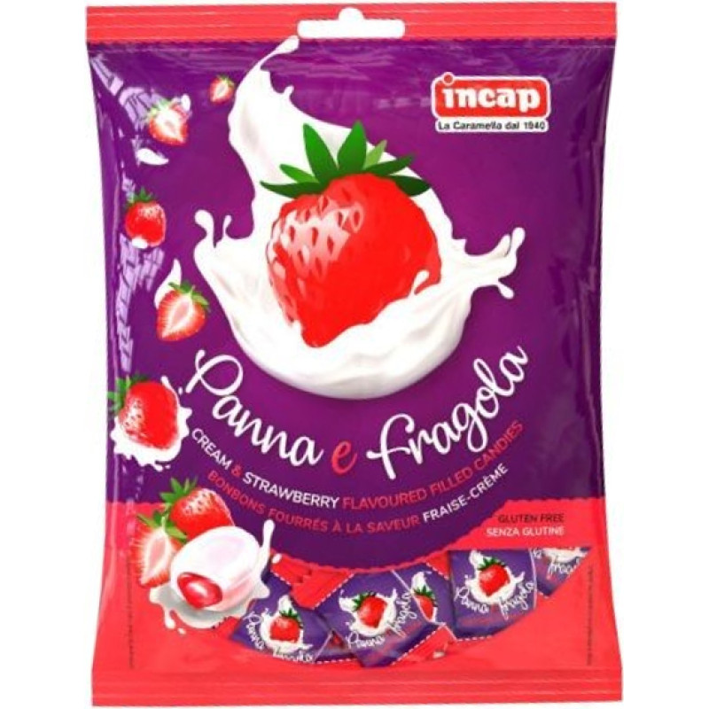 INCAP lollipops Panna a Fragola with strawberry and milk cream filling 200g