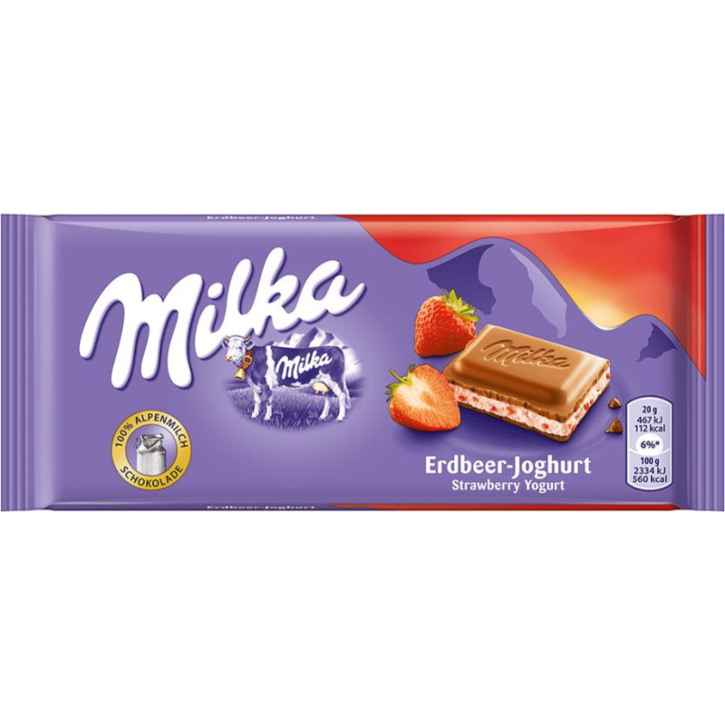 Milka Strawberry piena šokolāde ar zemeņu pildījumu 100g