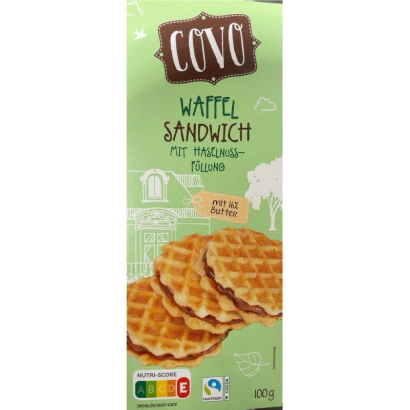 Covo waffles with hazelnut cream filling 100g