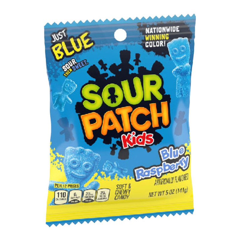 Sour Patch Blue Raspberry jelly candies with blue raspberry flavor 141g