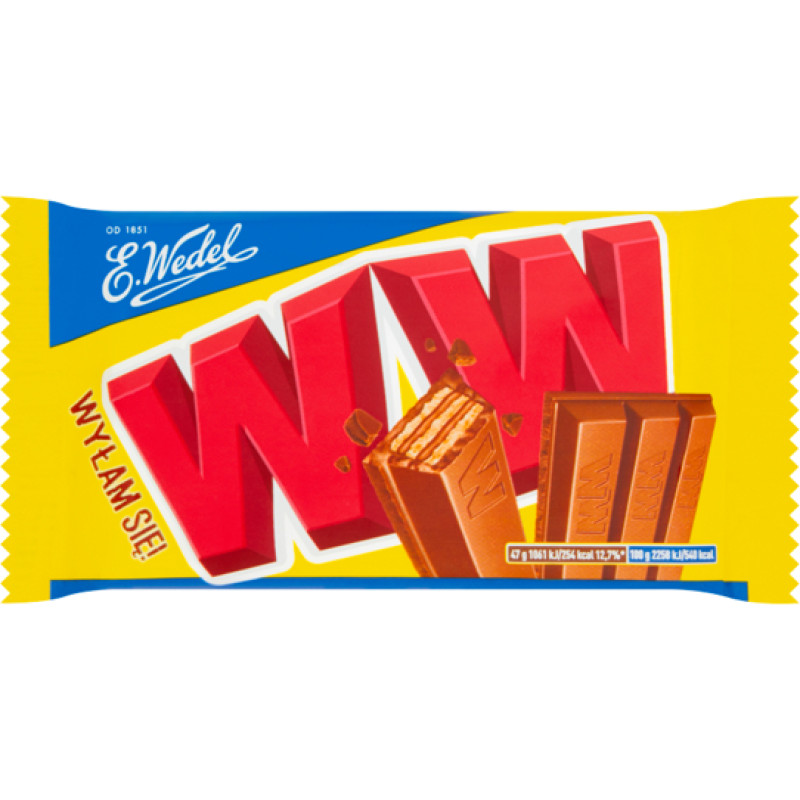 E. Wedel WW wafer bar with peanut butter filling and chocolate coating 47g