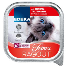 Edeka Feines Ragout barība kaķiem ar vistu un tītaru tomātu mērcē 100g