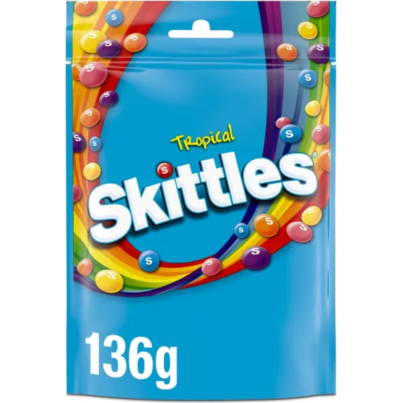 SKITTLES Tropical dražejas 136g