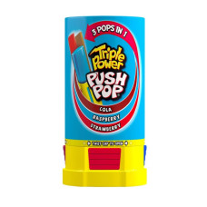 Triple power Push pop lollipop with raspberry, cola and strawberry flavor 34g