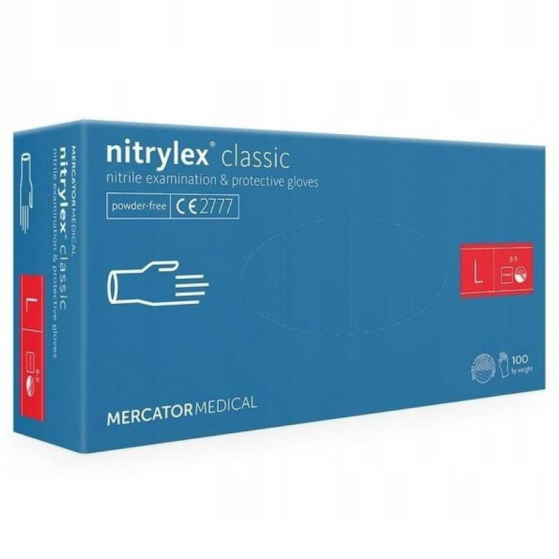 Mercator nitrylex® nitrila cimdi bez pūdera, zili, L izmērs 100gab