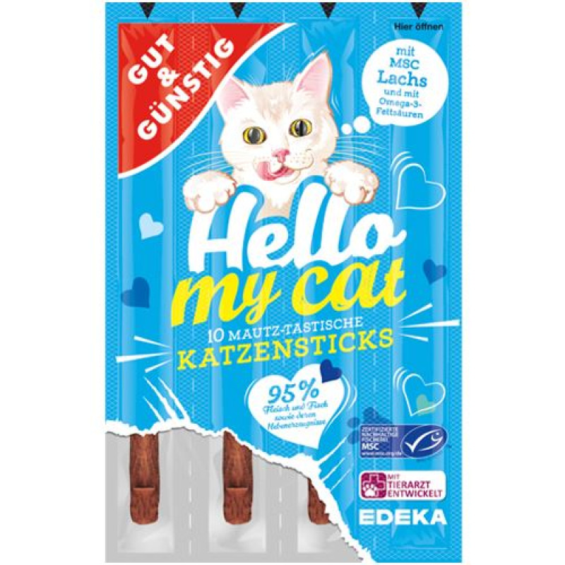 G&G Hello My Cat papildbarība nūjiņas ar lasi kaķiem 10gb 50g