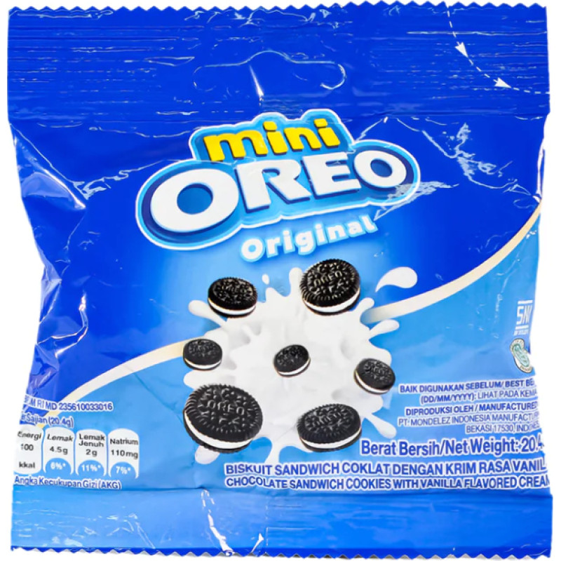 Oreo Mini cepumi ar vaniļas garšas krēmu 20.4g