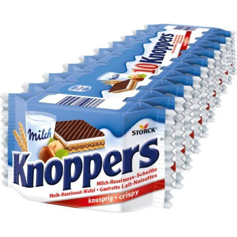 Knoppers vafeles ar piena krēma un lazdu riekstu pildījumu 10x 250g