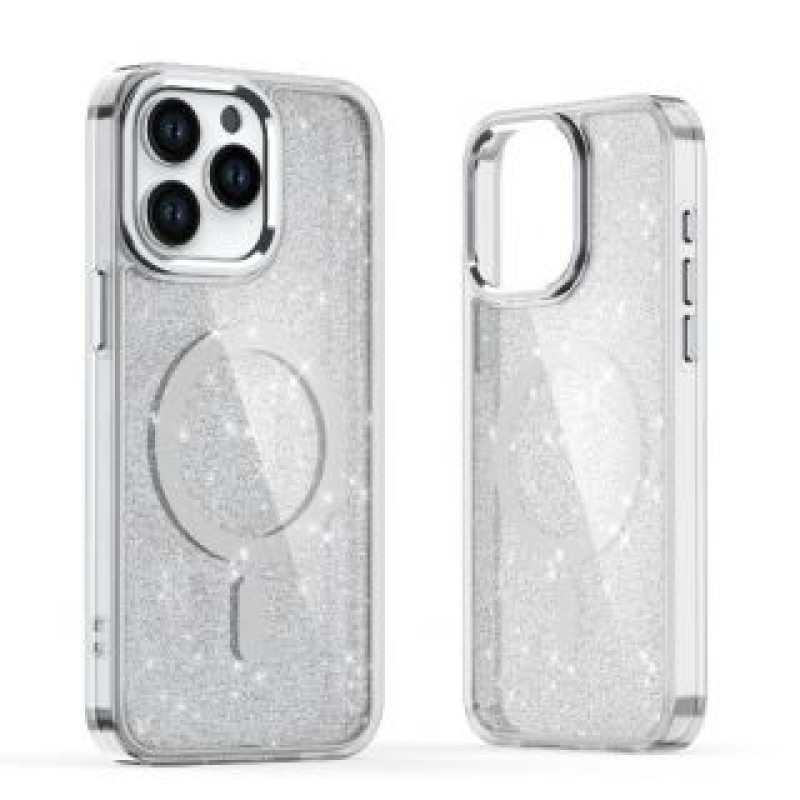 Hurtel Aizmugurējais vāciņš Hurtel  Glitter Case MagSafe for iPhone 16 - white with glitter