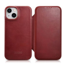 Icarer Aizmugurējais vāciņš iCarer  iCarer CE Oil Wax Premium Leather Folio Case iPhone 14 Plus Magnetic Flip Leather Folio Case MagSafe Red (AKI14220707-RD)