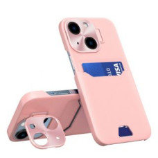 Hurtel Aizmugurējais vāciņš Hurtel  Leather Stand Case case for iPhone 14 cover card wallet with stand pink