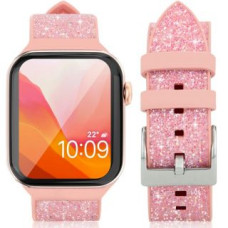 Kingxbar Aizmugurējais vāciņš Kingxbar  Kingxbar Crystal Fabric Band Strap Watch Bracelet 6 / SE / 5/4/3/2 (40mm / 38mm) Silicone Strap Crystal Band Pink