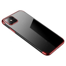 Hurtel Aizmugurējais vāciņš Hurtel  Clear Color Case Gel TPU Electroplating frame Cover for Samsung Galaxy A22 4G red