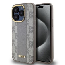 Dkny Aizmugurējais vāciņš DKNY Apple DKNY PU Leather Checkered Pattern Magsafe Case for iPhone 15 Pro Max Beige