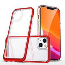 Hurtel Aizmugurējais vāciņš Hurtel  Clear 3in1 case for iPhone 13 mini gel cover with frame red