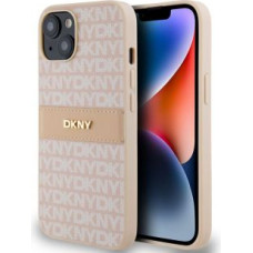 Dkny Aizmugurējais vāciņš DKNY - DKNY PU Leather Repeat Pattern Tonal Stripe Case for iPhone 14 Pink