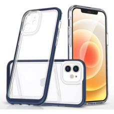 Hurtel Aizmugurējais vāciņš Hurtel  Clear 3in1 case for iPhone 12 blue frame gel cover