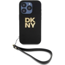 Dkny Aizmugurējais vāciņš DKNY - DKNY PU Leather Stack Logo Wrist Strap Case for iPhone 14 Pro Black