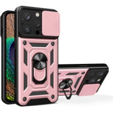 Hurtel Aizmugurējais vāciņš Hurtel  Hybrid Armor Camshield case with stand and camera cover for iPhone 15 Pro - pink