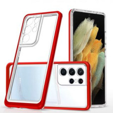 Hurtel Aizmugurējais vāciņš Hurtel  Clear 3in1 Case for Samsung Galaxy S21 Ultra 5G Frame Gel Cover Red