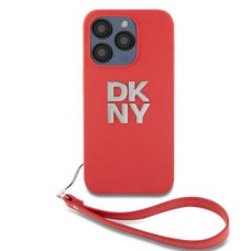 Dkny Aizmugurējais vāciņš DKNY Apple DKNY PU Leather Stack Logo Wrist Strap Case for iPhone 15 Pro Max Red