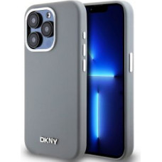 Dkny Aizmugurējais vāciņš DKNY - DKNY Liquid Silicone Silver Metal Logo MagSafe Case for iPhone 15 Pro Grey