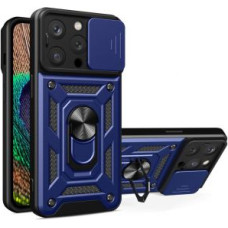 Hurtel Aizmugurējais vāciņš Hurtel  Hybrid Armor Camshield iPhone 15 Pro Case with Kickstand and Camera Cover - Blue