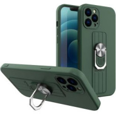 Hurtel Aizmugurējais vāciņš Hurtel  Ring Case silicone case with finger grip and stand for Samsung Galaxy A42 5G dark green