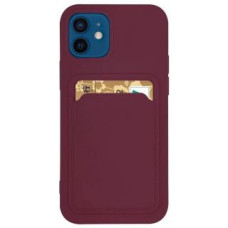 Hurtel Aizmugurējais vāciņš Hurtel  Card Case Silicone Wallet Case with Card Slot Documents for Samsung Galaxy S21 Ultra 5G Burgundy