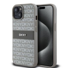 Dkny Aizmugurējais vāciņš DKNY - DKNY PU Leather Repeat Pattern Tonal Stripe Case for iPhone 15 Beige