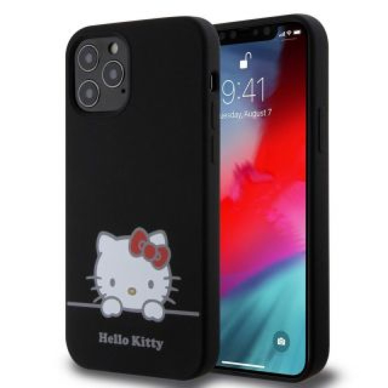 Hello Kitty Aizmugurējais vāciņš Hello Kitty - Hello Kitty Liquid Silicone Daydreaming Logo Case for iPhone 12/12 Pro Black