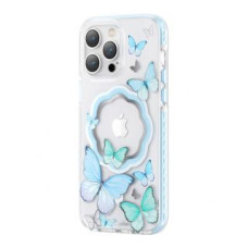 Kingxbar Aizmugurējais vāciņš Kingxbar  Kingxbar Butterfly Series magnetic case for iPhone 14 Pro Max MagSafe case with butterflies blue