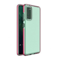 Hurtel Aizmugurējais vāciņš Hurtel  Spring Case clear TPU gel protective cover with colorful frame for Samsung Galaxy A02s EU dark pink