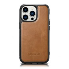 Icarer Aizmugurējais vāciņš iCarer  iCarer Leather Oil Wax case covered with natural leather for iPhone 14 Pro brown (WMI14220718-TN)