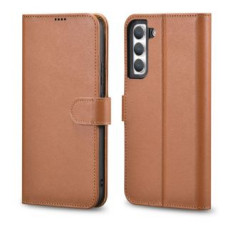 Icarer Aizmugurējais vāciņš iCarer  iCarer Haitang Leather Wallet Case Leather Case for Samsung Galaxy S22 + (S22 Plus) Wallet Housing Cover Brown (AKSM05BN)