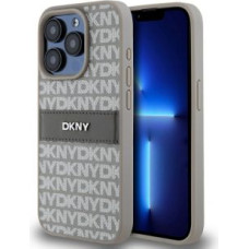 Dkny Aizmugurējais vāciņš DKNY - DKNY PU Leather Repeat Pattern Tonal Stripe Case for iPhone 15 Pro Beige