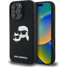 Apple Aizmugurējais vāciņš Apple - Karl Lagerfeld Liquid Silicone Double Heads MagSafe Case for iPhone 16 Pro Max Black