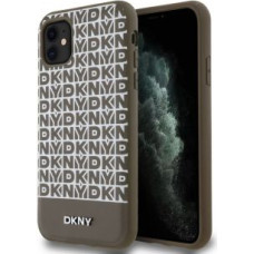 Dkny Aizmugurējais vāciņš DKNY - DKNY PU Leather Repeat Pattern Bottom Stripe MagSafe Case for iPhone 11 Brown