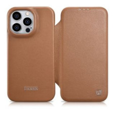 Icarer Aizmugurējais vāciņš iCarer  iCarer CE Premium Leather Folio Case iPhone 14 Pro Max Magnetic Flip Leather Folio Case MagSafe Brown (WMI14220716-BN)