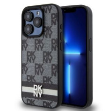 Dkny Aizmugurējais vāciņš DKNY - DKNY PU Leather Checkered Pattern and Stripe Case for iPhone 14 Pro Black