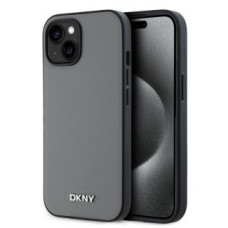 Dkny Aizmugurējais vāciņš DKNY - DKNY PU Leather Silver Metal Logo Magsafe Case for iPhone 15 Grey