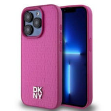 Dkny Aizmugurējais vāciņš DKNY - DKNY PU Leather Repeat Pattern Stack Logo MagSafe Case for iPhone 15 Pro Pink