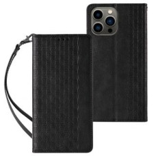 Hurtel Aizmugurējais vāciņš Hurtel  Magnet Strap Case for iPhone 12 Pro Pouch Wallet + Mini Lanyard Pendant Black