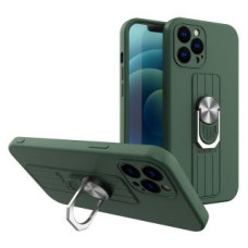 Hurtel Aizmugurējais vāciņš Hurtel  Ring Case silicone case with finger grip and stand for Samsung Galaxy A22 4G dark green