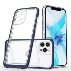 Hurtel Aizmugurējais vāciņš Hurtel  Clear 3in1 case for iPhone 12 Pro blue frame gel cover