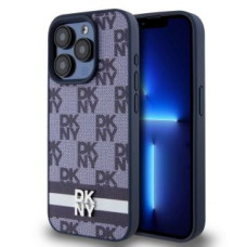 Dkny Aizmugurējais vāciņš DKNY - DKNY PU Leather Checkered Pattern and Stripe Case for iPhone 15 Pro Max Blue