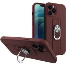 Hurtel Aizmugurējais vāciņš Hurtel  Ring Case silicone case with finger grip and stand for iPhone 13 Pro brown