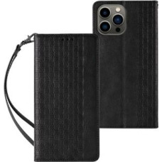 Hurtel Aizmugurējais vāciņš Hurtel - Magnet Strap Case for iPhone 14 Flip Wallet Mini Lanyard Stand Black